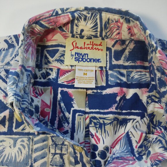 Alfred Shaheen Reyn Spooner Hawaiian Shirt Pullover Reverse Print Coconuts M - Picture 2 of 6